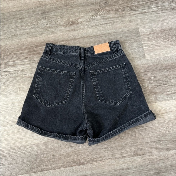 Zara black rigid denim high waisted mom shorts 2 - Picture 6 of 9